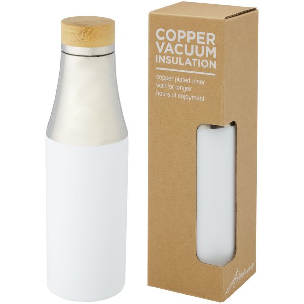 Hulan 540 Ml Kobber Vakuum Isoleret Flaske I Rustfrit Stål Med Bambuslåg