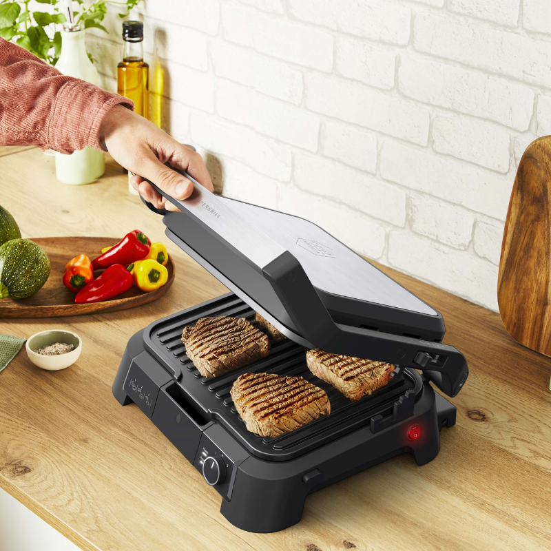 3-I-1 Elektrisk Grill I Rustfrit Stål