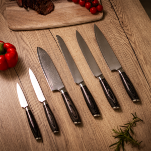 Damascus By Hâws Knivsæt – 6 Dele, G10