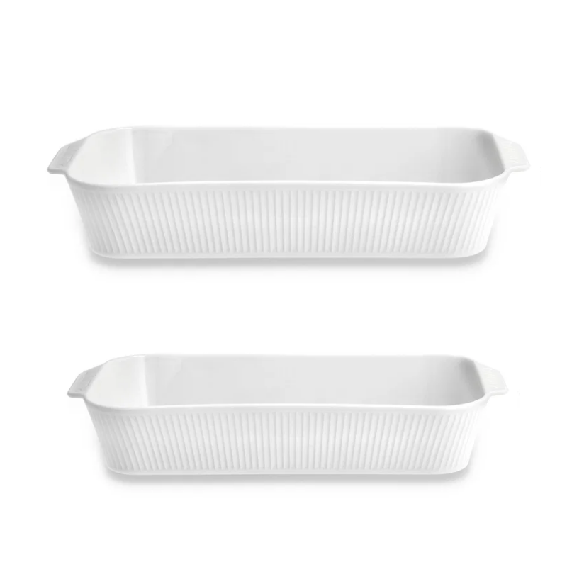 Pillivuyt Ovnfade 2 Stk 35 X 19 X 6 Cm I Hvid Porcelæn, Plissé - Billede 2