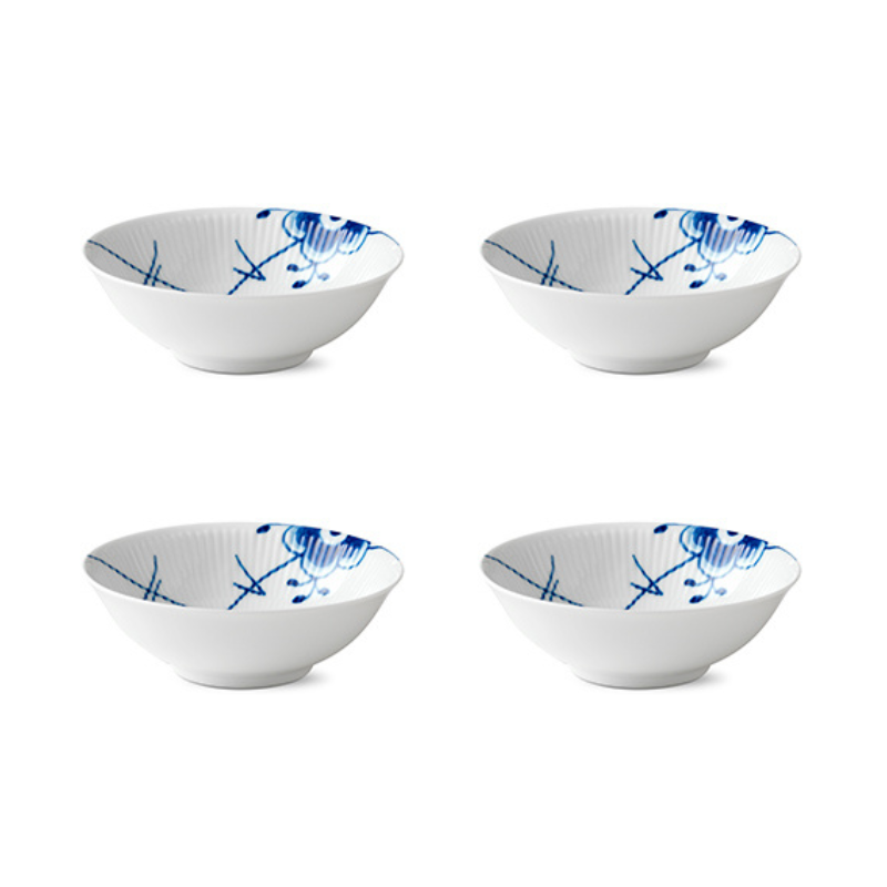 Blå Mega Riflet Portionsskåle – 4 Stk - Billede 2