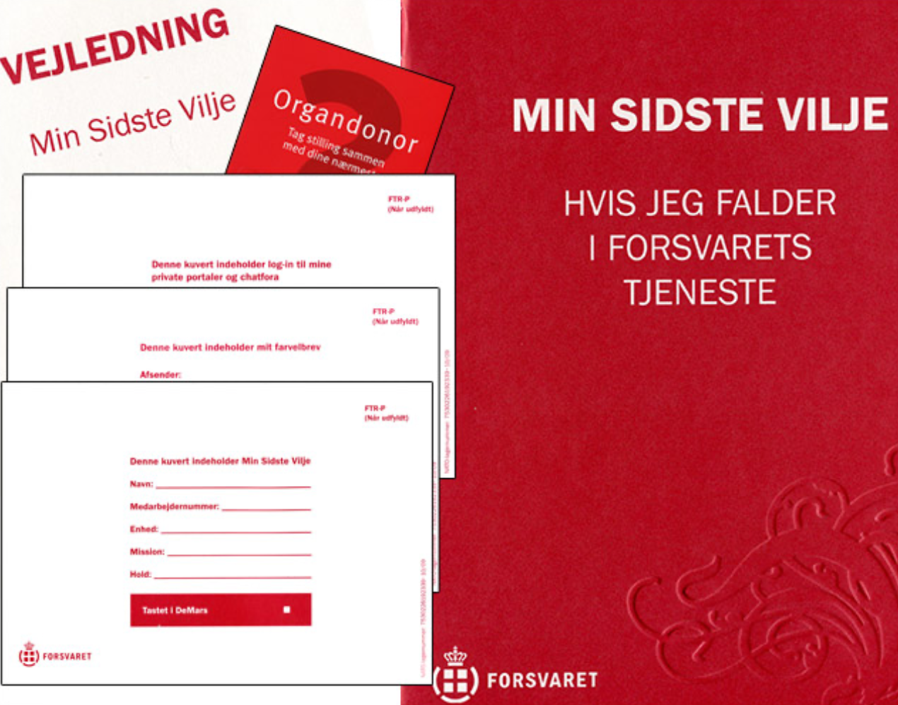 Indholdet af pakken. Udklip fra Forsvarets hjemmeside.