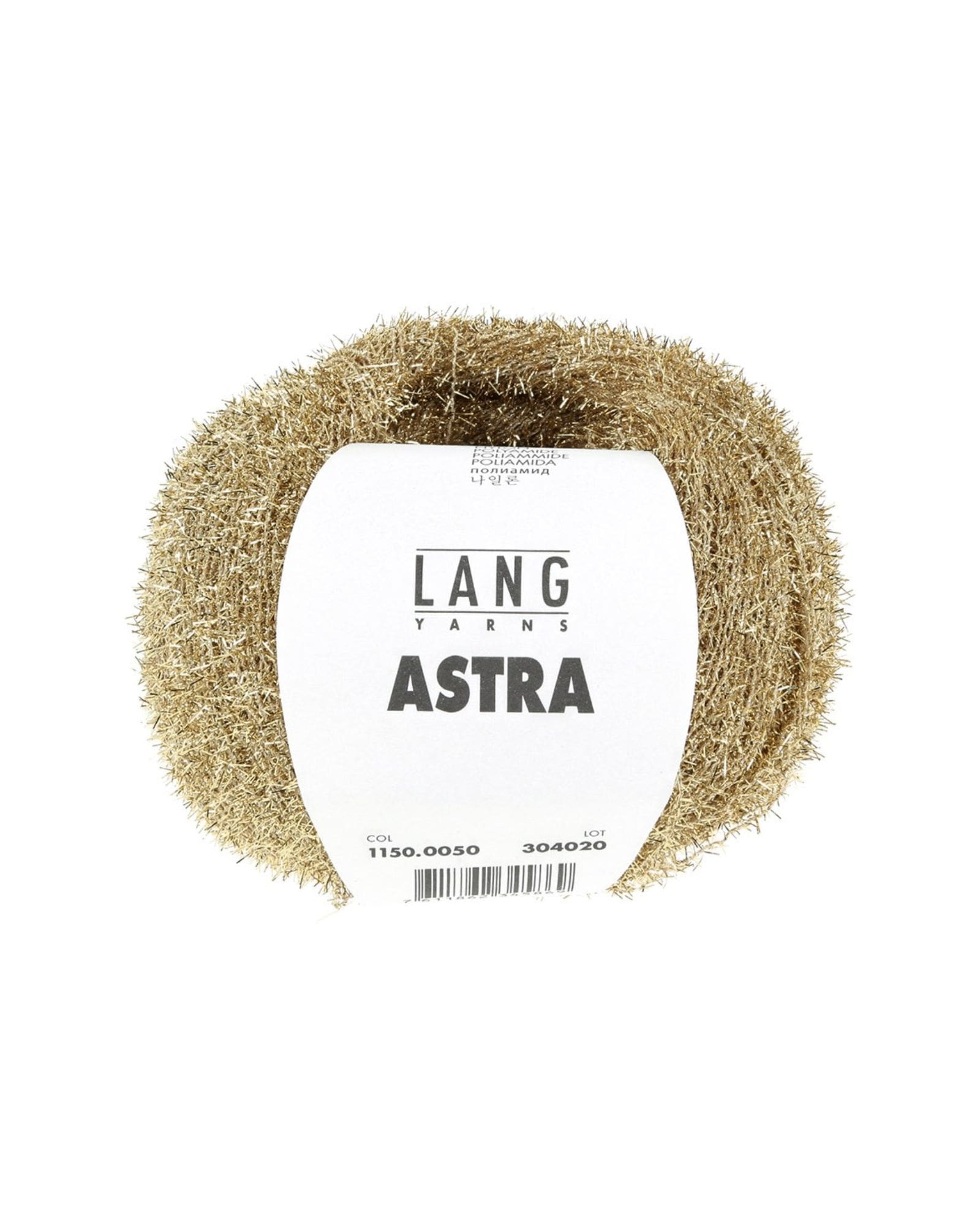 Den guldfarvede glimmergarn Astra fra Lang Yarn i farve 0050.
