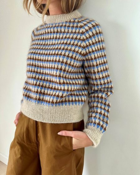 Facet Sweater fra Lene Holme Samsøe i blå og brun