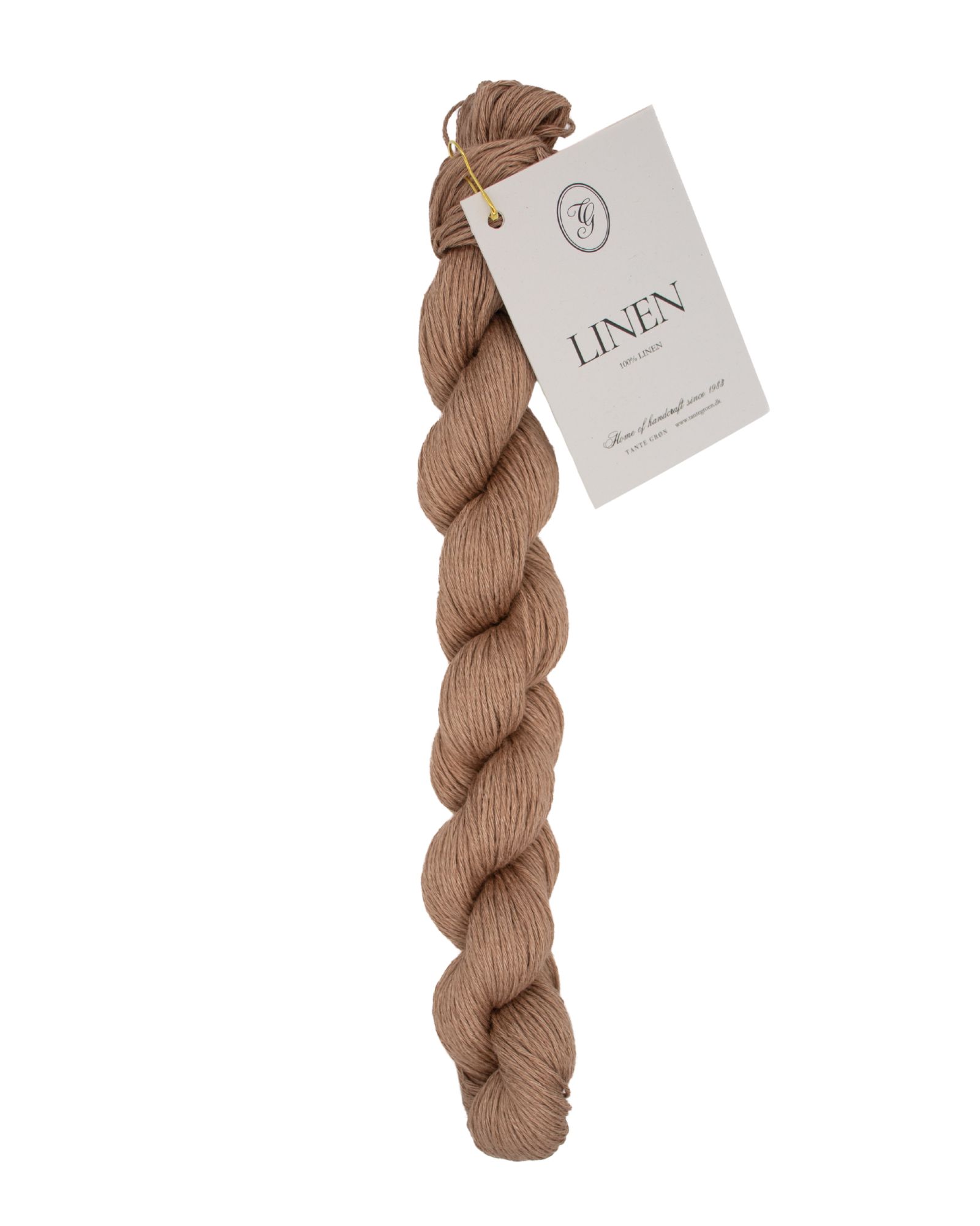 Linen hørgarn i farve 07 Brown Sugar fra Tante Grøn. Sommergarn i 100% hør.