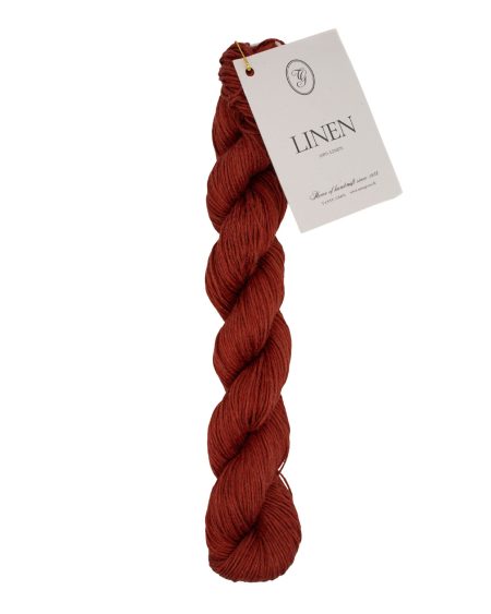 Linen hørgarn i farve 47 Brick fra Tante Grøn. Sommergarn i 100% hør.