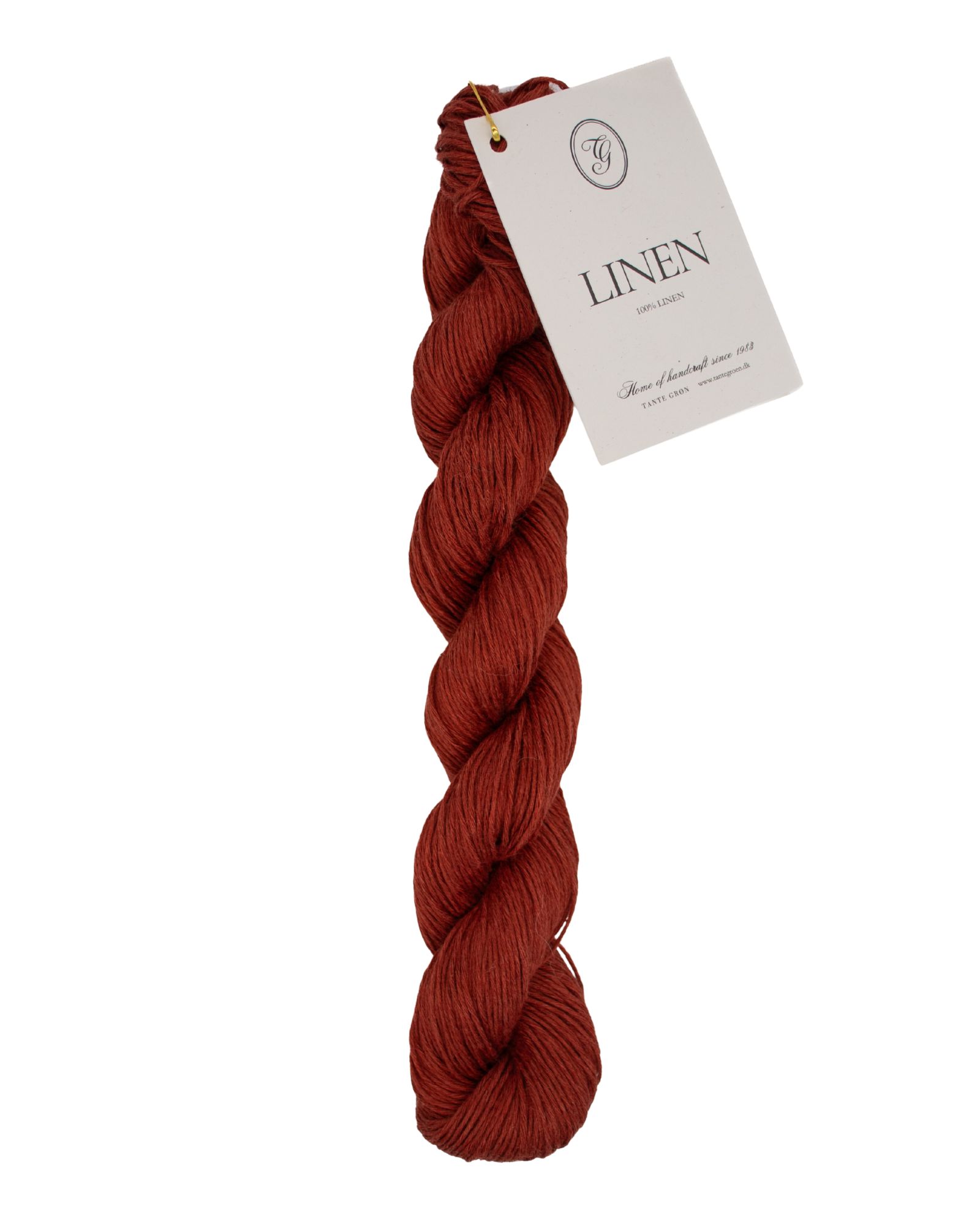 Linen hørgarn i farve 47 Brick fra Tante Grøn. Sommergarn i 100% hør.