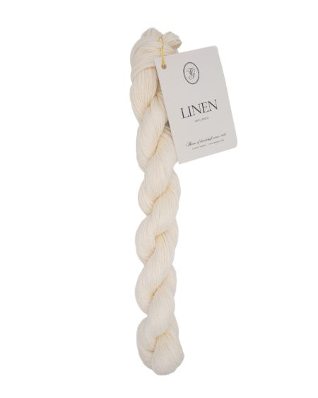 Linen hørgarn i farve 01 White Dove fra Tante Grøn. Sommergarn i 100% hør.