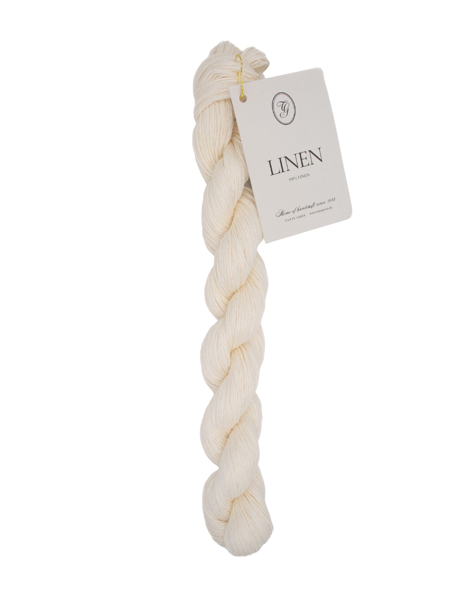 Linen hørgarn i farve 01 White Dove fra Tante Grøn. Sommergarn i 100% hør.